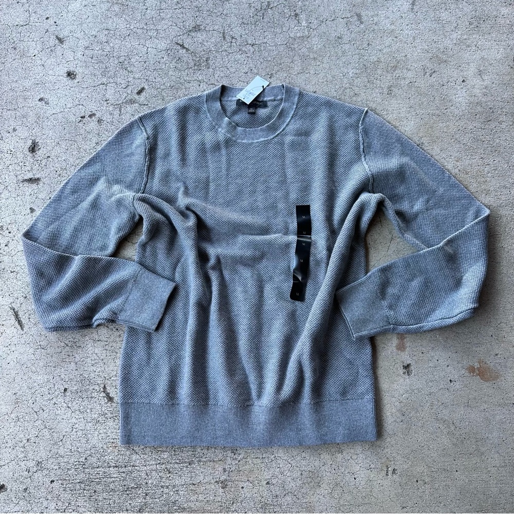 Banana Republic Light Gray Waffle Knit Crewneck Sweater